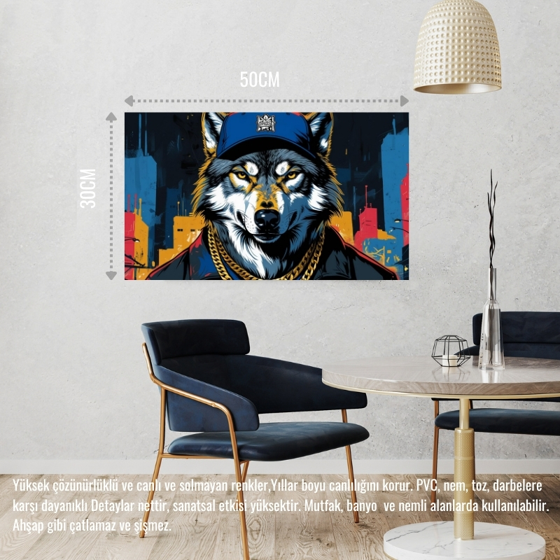 RAPÇİ KURT 03 ÇERÇEVESİZ 50X30 CM PVC TABLO