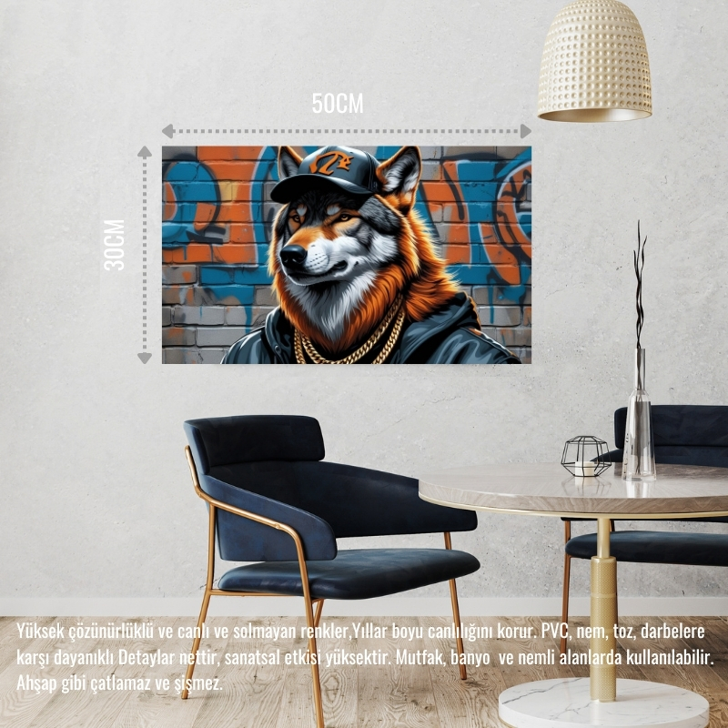 RAPÇİ KURT 04 ÇERÇEVESİZ 50X30 CM PVC TABLO