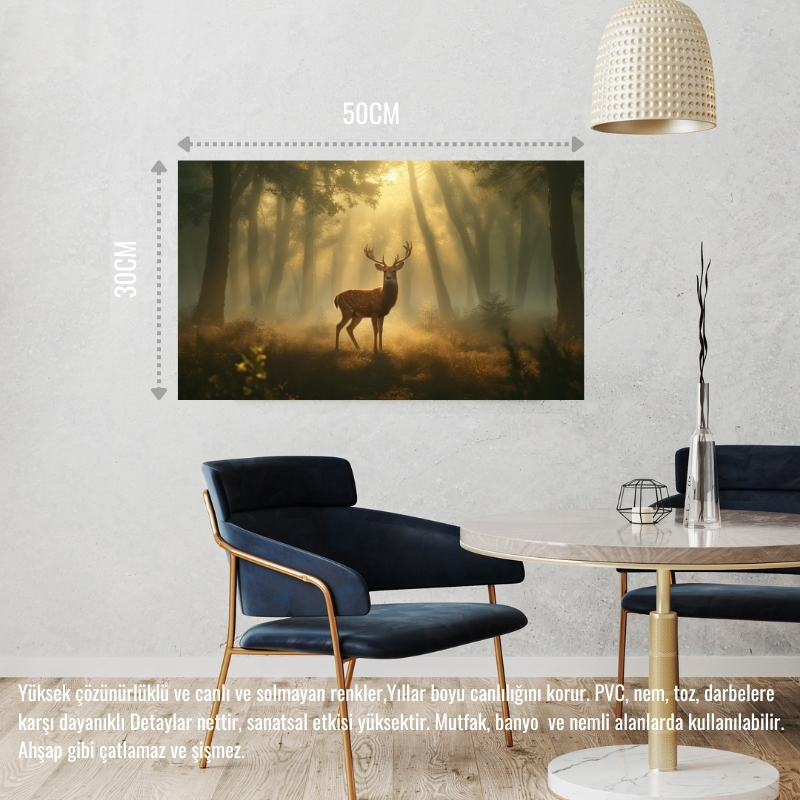 GEYİK SİSLİ ORMANDA HUZURLU ATMOSFER 02 ÇERÇEVESİZ 50X30 CM PVC TABLO
