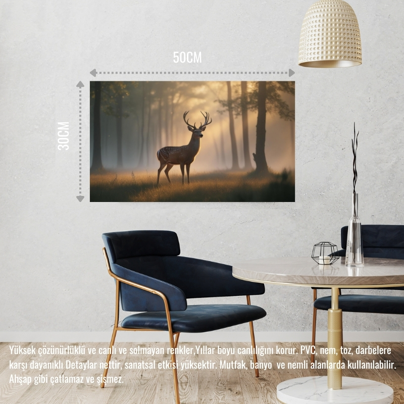 GEYİK SİSLİ ORMANDA HUZURLU ATMOSFER 03 ÇERÇEVESİZ 50X30 CM PVC TABLO