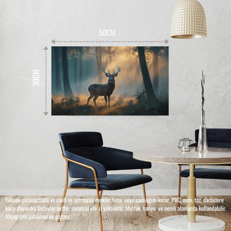 GEYİK SİSLİ ORMANDA HUZURLU ATMOSFER 04 ÇERÇEVESİZ 50X30 CM PVC TABLO