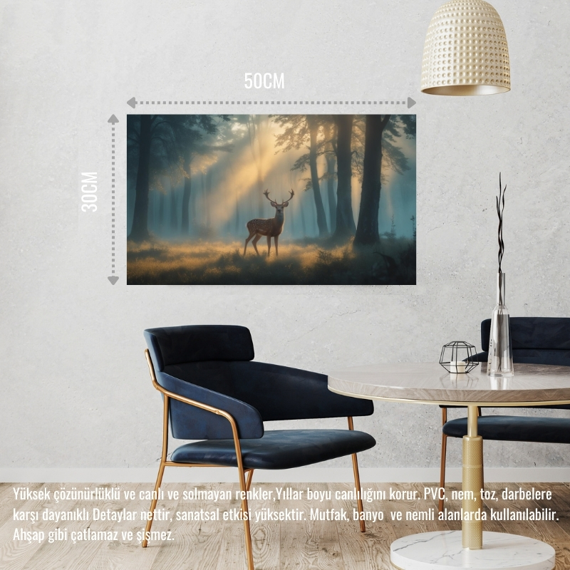 GEYİK SİSLİ ORMANDA HUZURLU ATMOSFER 05 ÇERÇEVESİZ 50X30 CM PVC TABLO