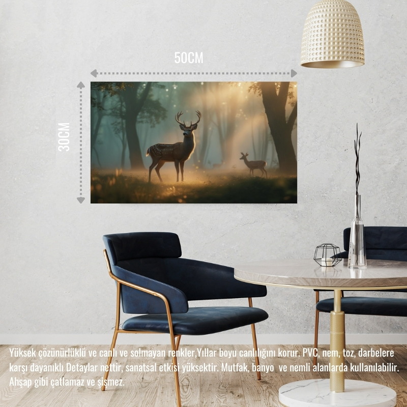 GEYİK SİSLİ ORMANDA HUZURLU ATMOSFER 06 ÇERÇEVESİZ 50X30 CM PVC TABLO