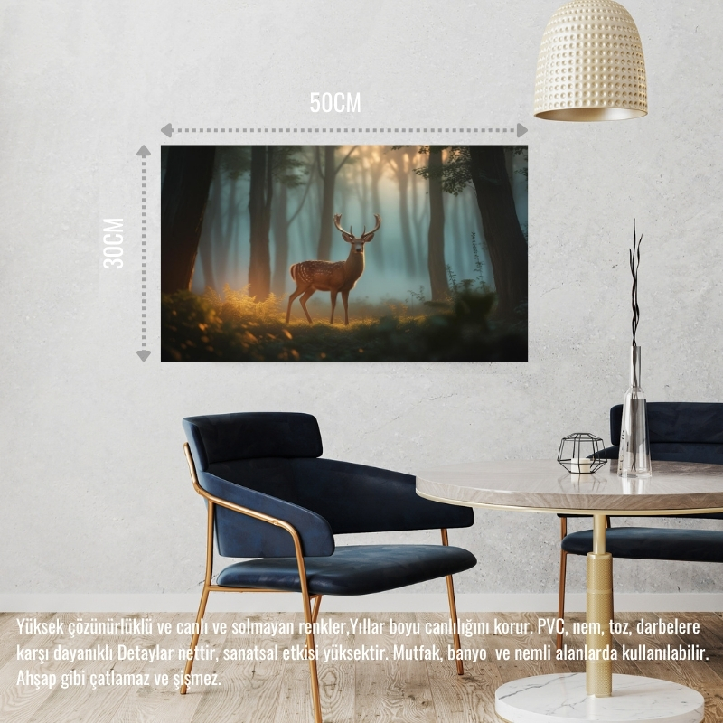 GEYİK SİSLİ ORMANDA HUZURLU ATMOSFER 07 ÇERÇEVESİZ 50X30 CM PVC TABLO