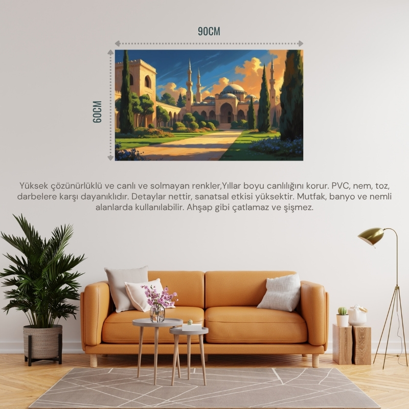DOĞA VE MANZARA YATAY TARİHİ OSMANLI MİMARİSİ 02 ÇERÇEVESİZ 90X60CM PVC TABLO