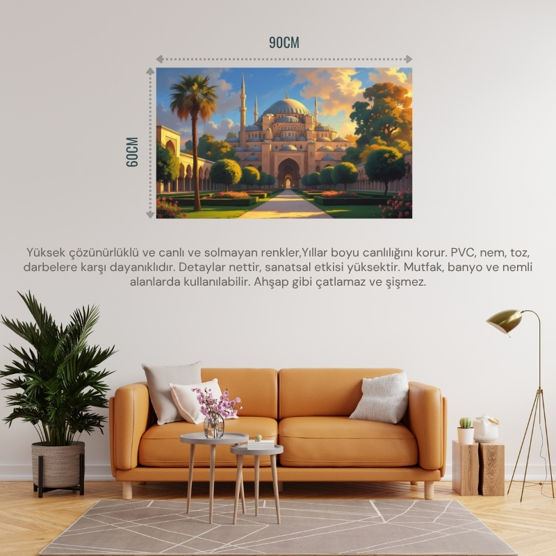 DOĞA VE MANZARA YATAY TARİHİ OSMANLI MİMARİSİ 03 ÇERÇEVESİZ 90X60CM PVC TABLO