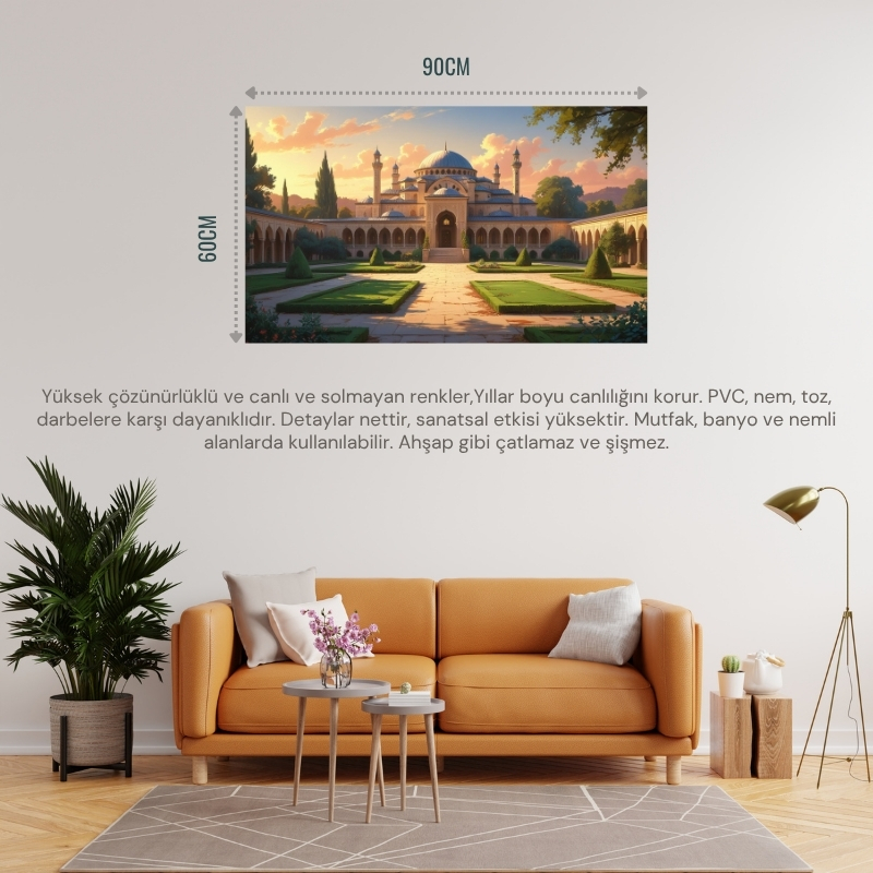 DOĞA VE MANZARA YATAY TARİHİ OSMANLI MİMARİSİ 04 ÇERÇEVESİZ 90X60CM PVC TABLO