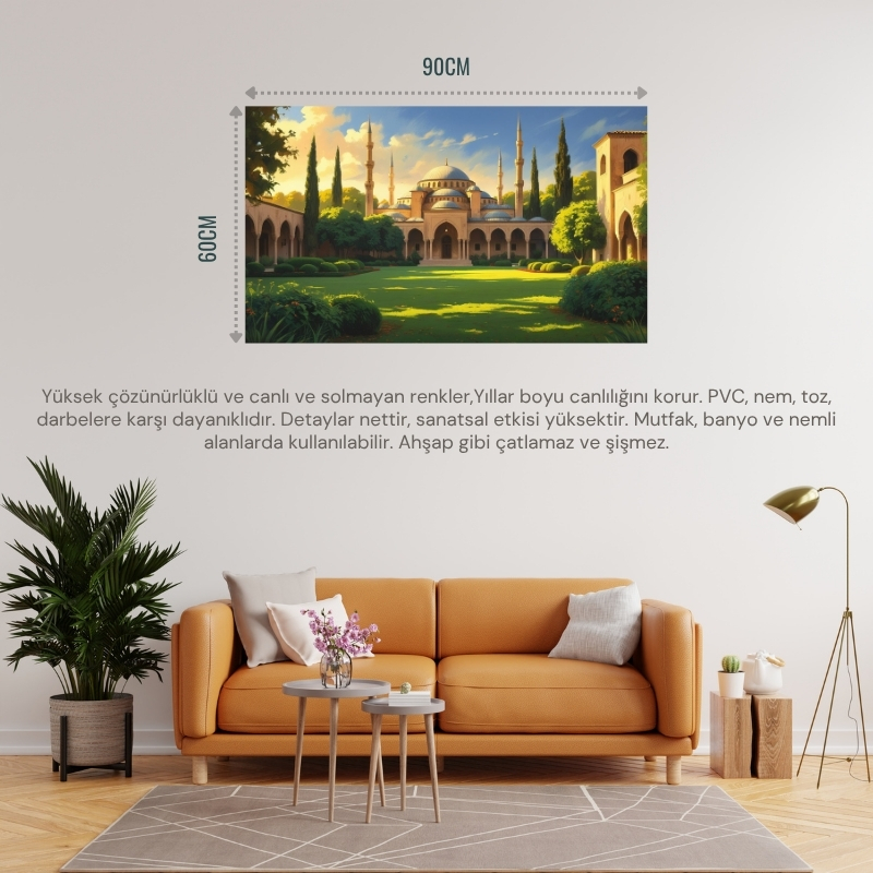 DOĞA VE MANZARA YATAY TARİHİ OSMANLI MİMARİSİ 07 ÇERÇEVESİZ 90X60CM PVC TABLO