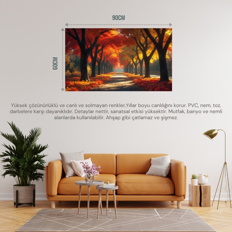 DOĞA VE MANZARA YATAY SONBAHAR AĞAÇLAR GÜNEŞ IŞIĞI 03 ÇERÇEVESİZ 90X60CM PVC TABLO
