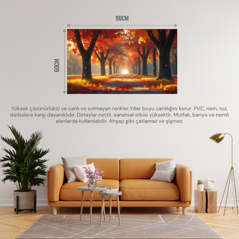 DOĞA VE MANZARA YATAY SONBAHAR AĞAÇLAR GÜNEŞ IŞIĞI 04 ÇERÇEVESİZ 90X60CM PVC TABLO