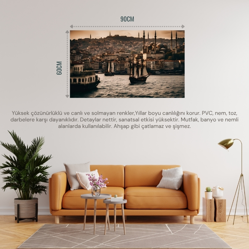 İSTANBUL MANZARLARI 01 ÇERÇEVESİZ 90X60CM PVC TABLO