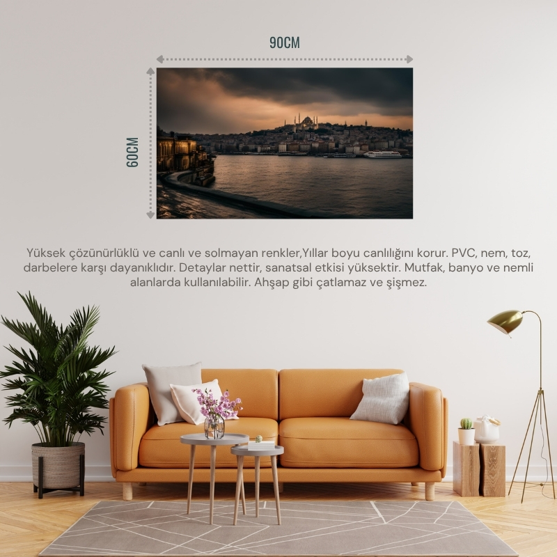 İSTANBUL MANZARLARI 02 ÇERÇEVESİZ 90X60CM PVC TABLO