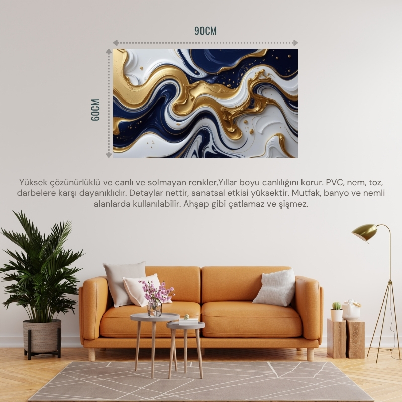 SOYUT TABLO AKAN SIVI ŞEKİLLER 04 MODERN ÇERÇEVESİZ 90X60CM PVC TABLO