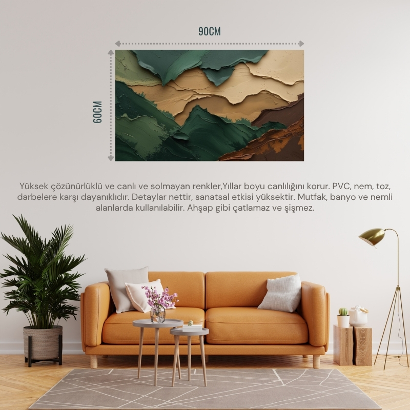 SOYUT TABLO TOPRAK HİSSİ DOĞA TEMALI 02 ÇERÇEVESİZ 90X60CM PVC TABLO