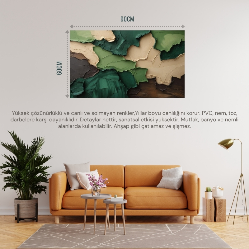 SOYUT TABLO TOPRAK HİSSİ DOĞA TEMALI 03 ÇERÇEVESİZ 90X60CM PVC TABLO