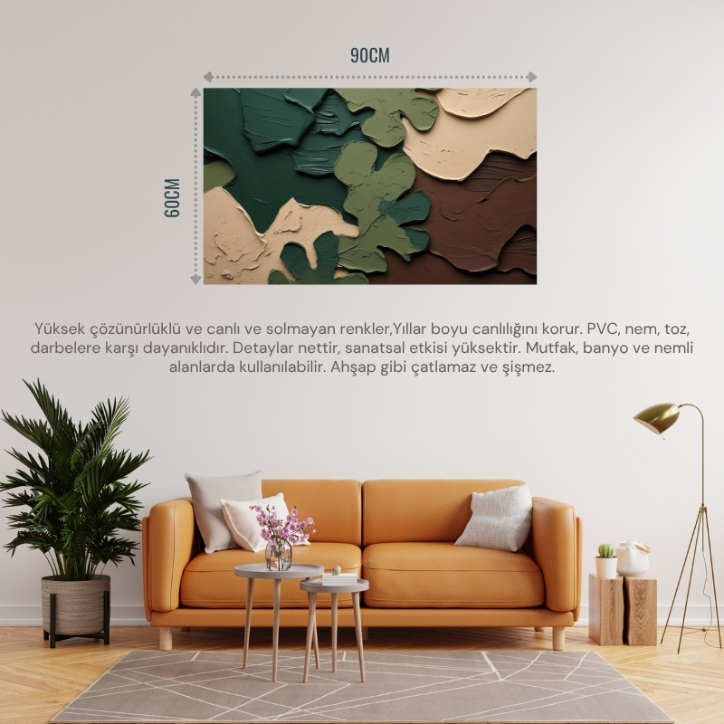 SOYUT TABLO TOPRAK HİSSİ DOĞA TEMALI 04 ÇERÇEVESİZ 90X60CM PVC TABLO