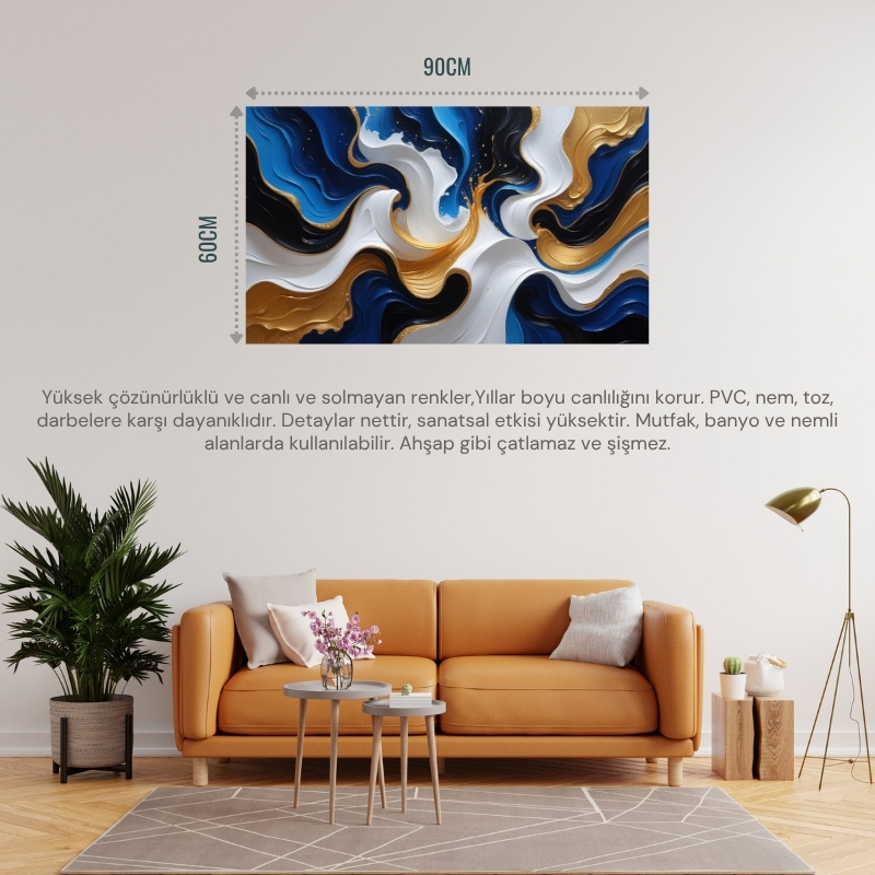 SOYUT TABLO AKICI ŞEKİLLER VE DOKULAR 02 ÇERÇEVESİZ 90X60CM PVC TABLO
