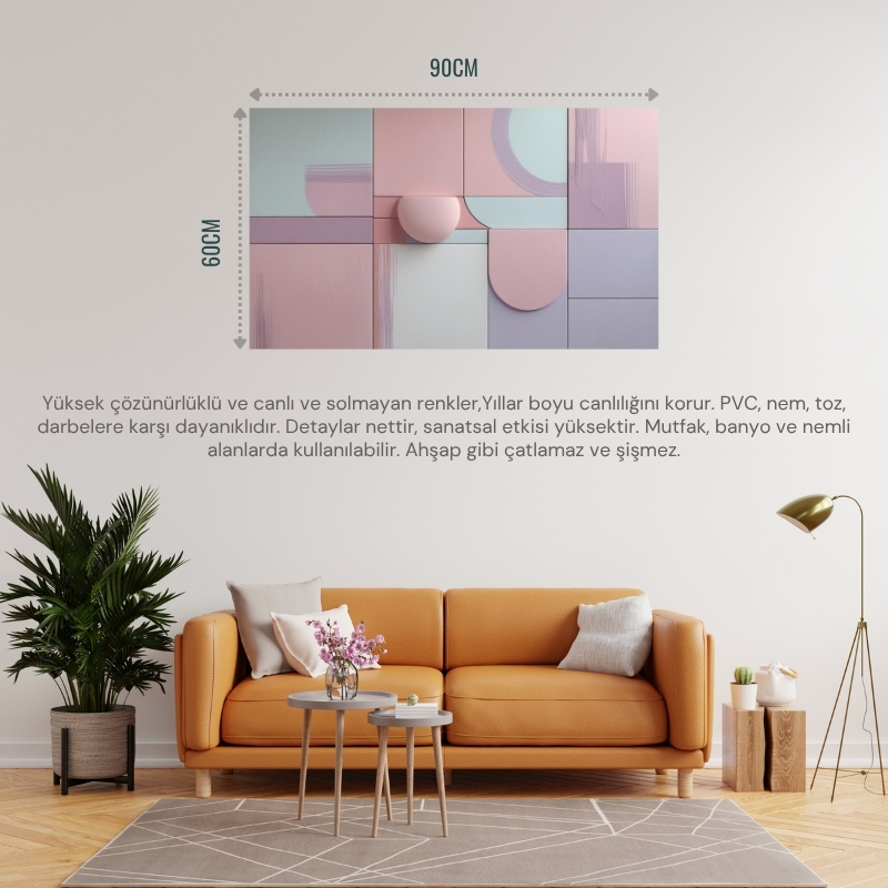 SOYUT TABLO MİNİMALİST SOYUT SANAT 02 ÇERÇEVESİZ 90X60CM PVC TABLO
