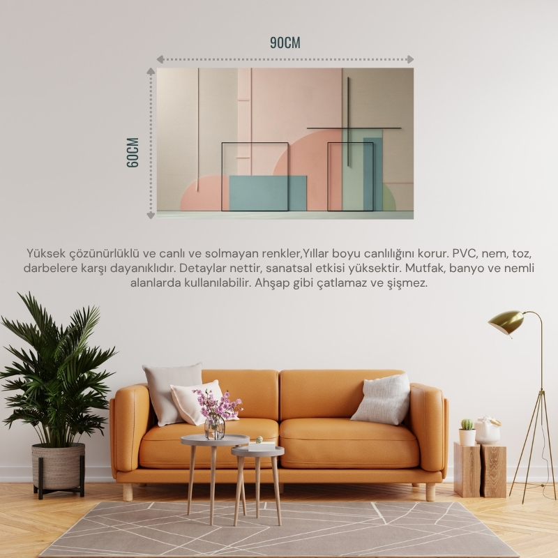 SOYUT TABLO MODERN MİNİMALİST SOYUT SANAT 01 ÇERÇEVESİZ 90X60CM PVC TABLO