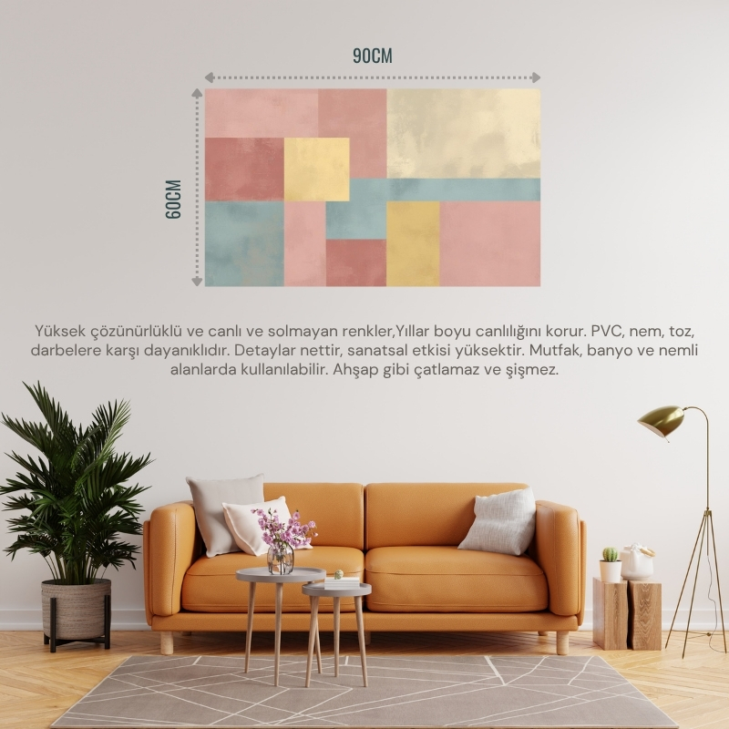 SOYUT TABLO MODERN MİNİMALİST SOYUT SANAT 02 ÇERÇEVESİZ 90X60CM PVC TABLO