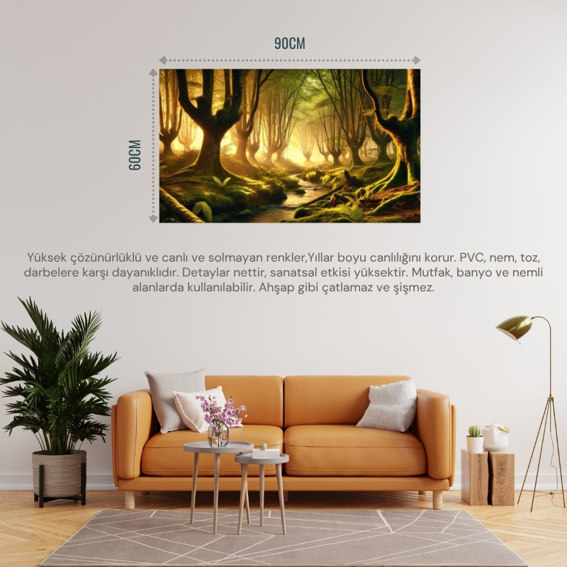 DOĞA VE MANZARA GİZEMLİ ORMAN 01 ÇERÇEVESİZ 90X60CM PVC TABLO