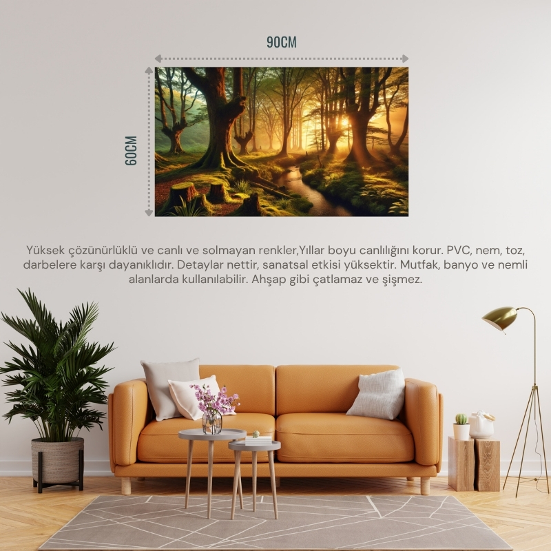 DOĞA VE MANZARA GİZEMLİ ORMAN 02 ÇERÇEVESİZ 90X60CM PVC TABLO