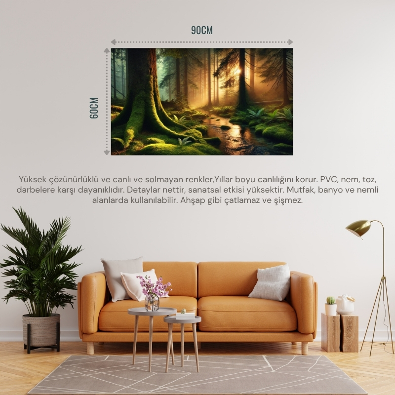 DOĞA VE MANZARA GİZEMLİ ORMAN 03 ÇERÇEVESİZ 90X60CM PVC TABLO