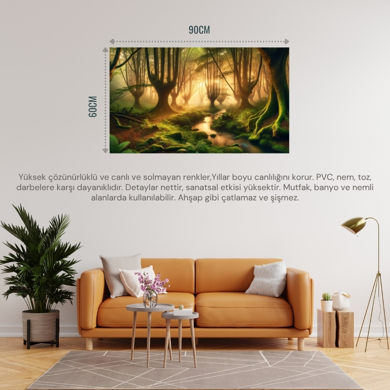 DOĞA VE MANZARA GİZEMLİ ORMAN 04 ÇERÇEVESİZ 90X60CM PVC TABLO