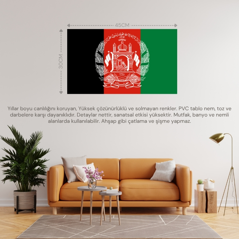 AFGANİSTAN ÜLKE BAYRAĞI 45x30CM DUVAR TABLOSU ÇERÇEVESİZ PVC TABLO AFGANİSTAN ÜLKE BAYRAĞI 45x30CM DUVAR TABLOSU ÇERÇEVESİZ PVC TABLO