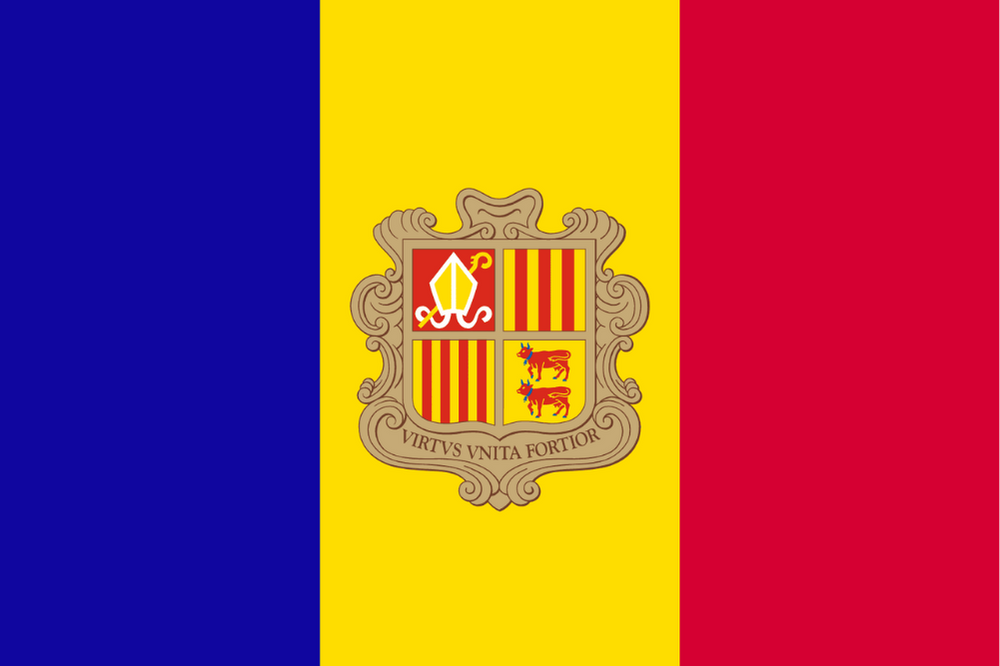 ANDORRA ÜLKE BAYRAĞI 45x30CM DUVAR TABLOSU ÇERÇEVESİZ PVC TABLO