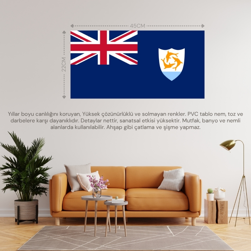 ANGUİLLA ÜLKE BAYRAĞI 45x22CM DUVAR TABLOSU ÇERÇEVESİZ PVC TABLO