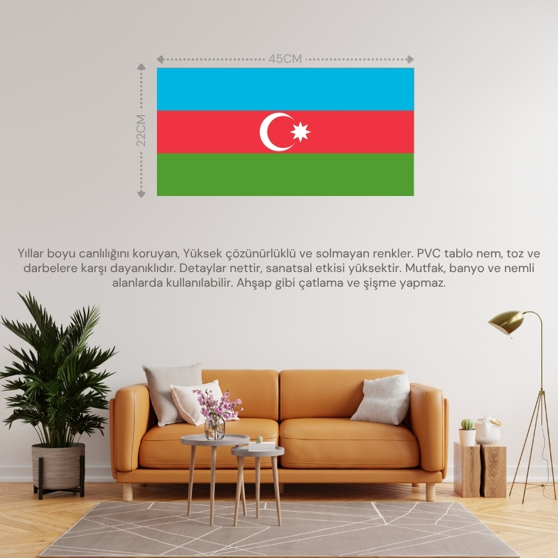 AZERBAYCAN ÜLKE BAYRAĞI 45x22CM DUVAR TABLOSU ÇERÇEVESİZ PVC TABLO AZERBAYCAN ÜLKE BAYRAĞI 45x22CM DUVAR TABLOSU ÇERÇEVESİZ PVC TABLO