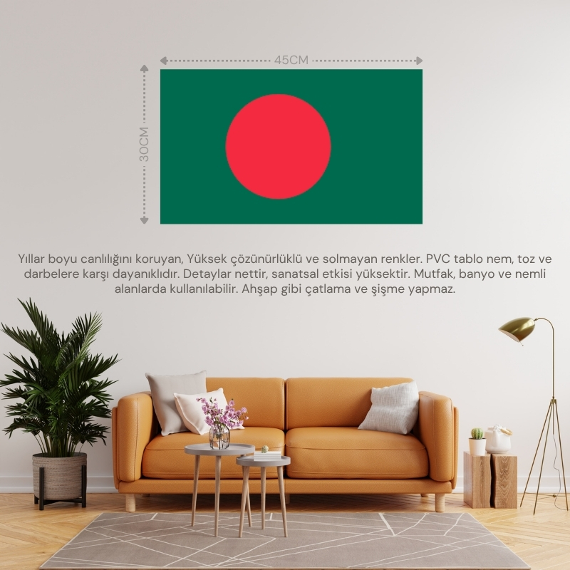 BANGLADEŞ ÜLKE BAYRAĞI 45x30CM DUVAR TABLOSU ÇERÇEVESİZ PVC TABLO BANGLADEŞ ÜLKE BAYRAĞI 45x30CM DUVAR TABLOSU ÇERÇEVESİZ PVC TABLO