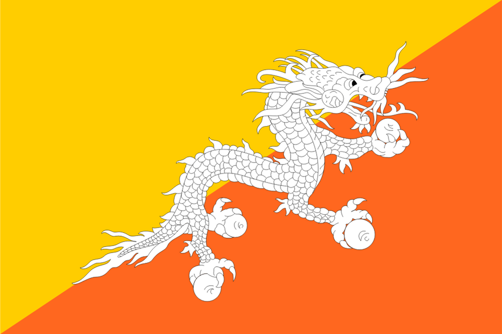 BHUTAN ÜLKE BAYRAĞI 45x30CM DUVAR TABLOSU ÇERÇEVESİZ PVC TABLO