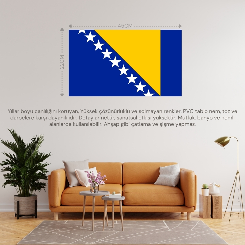 BOSNA HERSEK ÜLKE BAYRAĞI 45x22CM DUVAR TABLOSU ÇERÇEVESİZ PVC TABLO BOSNA HERSEK ÜLKE BAYRAĞI 45x22CM DUVAR TABLOSU ÇERÇEVESİZ PVC TABLO