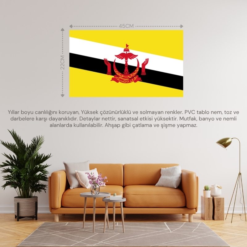 BRUNEİ ÜLKE BAYRAĞI 45x22CM DUVAR TABLOSU ÇERÇEVESİZ PVC TABLO BRUNEİ ÜLKE BAYRAĞI 45x22CM DUVAR TABLOSU ÇERÇEVESİZ PVC TABLO