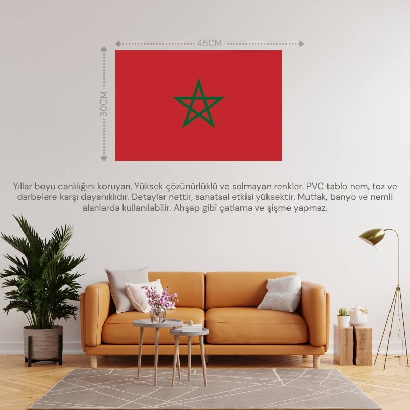 FAS ÜLKE BAYRAĞI 45x30CM DUVAR TABLOSU ÇERÇEVESİZ PVC TABLO FAS ÜLKE BAYRAĞI 45x30CM DUVAR TABLOSU ÇERÇEVESİZ PVC TABLO