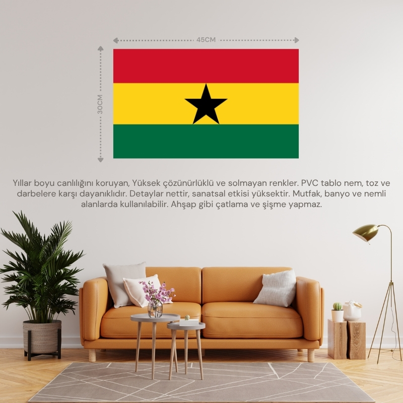 GANA ÜLKE BAYRAĞI 45x30CM DUVAR TABLOSU ÇERÇEVESİZ PVC TABLO GANA ÜLKE BAYRAĞI 45x30CM DUVAR TABLOSU ÇERÇEVESİZ PVC TABLO
