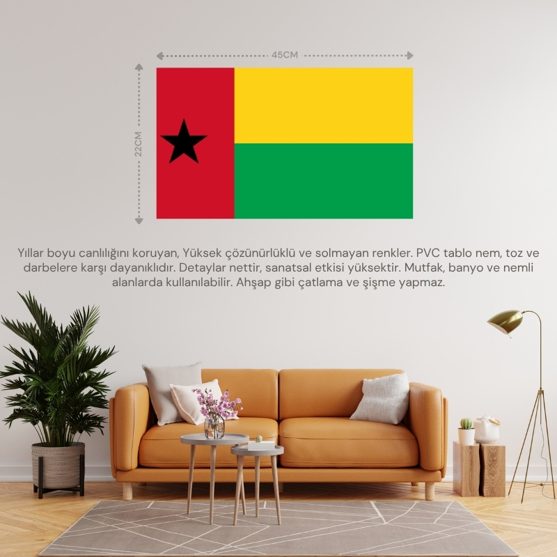 GİNE-BİSSAU ÜLKE BAYRAĞI 45x22CM DUVAR TABLOSU ÇERÇEVESİZ PVC TABLO