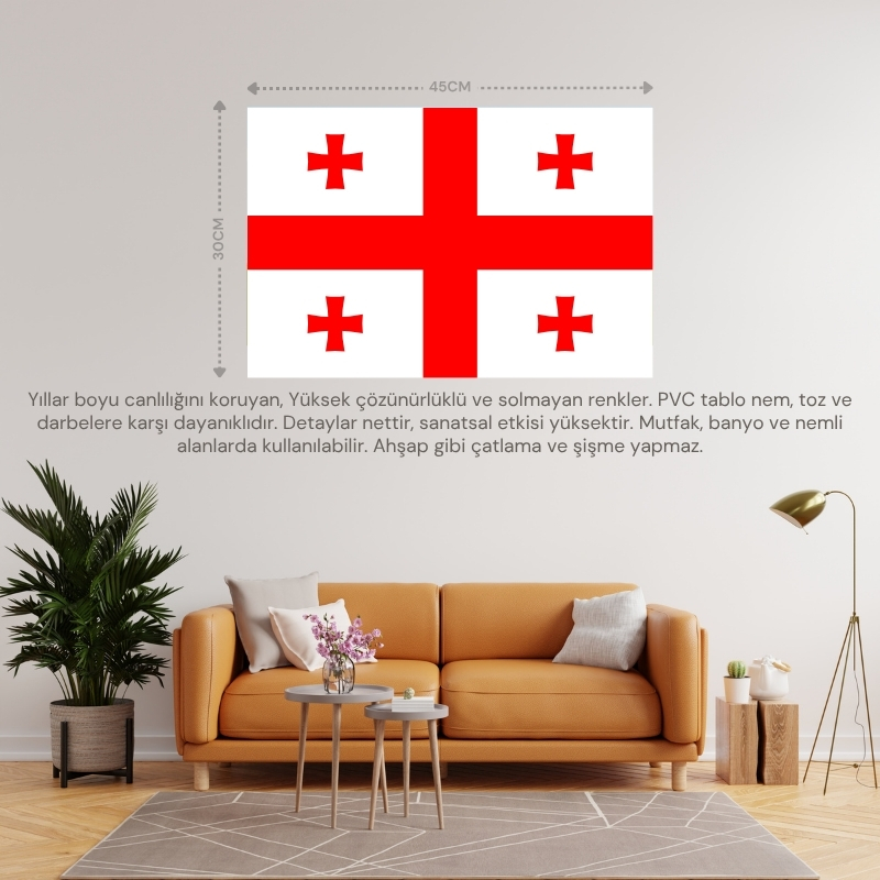 GÜRCİSTAN ÜLKE BAYRAĞI 45x30CM DUVAR TABLOSU ÇERÇEVESİZ PVC TABLO GÜRCİSTAN ÜLKE BAYRAĞI 45x30CM DUVAR TABLOSU ÇERÇEVESİZ PVC TABLO