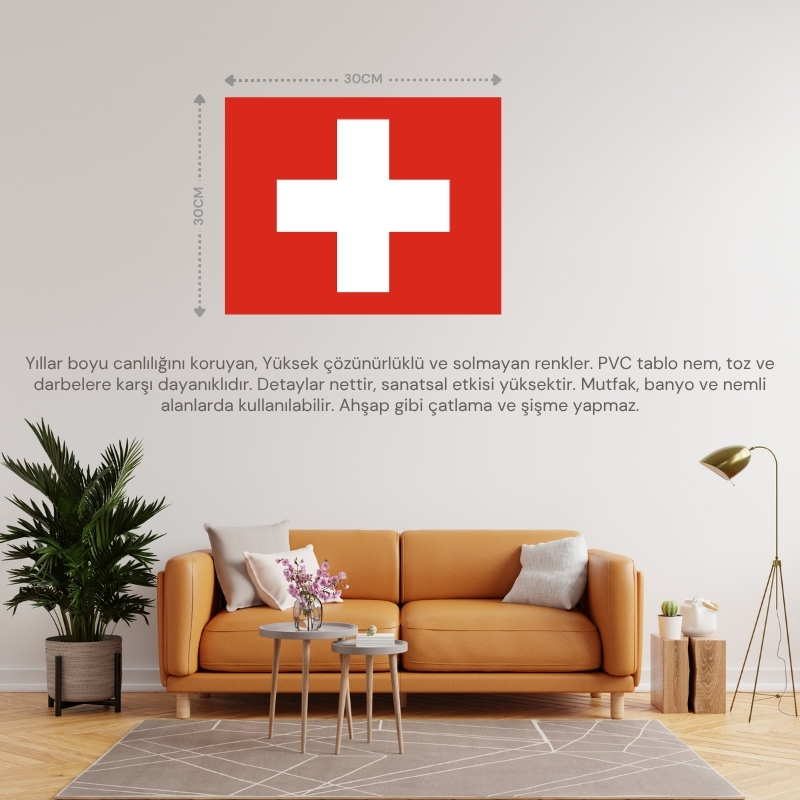 İSVİÇRE ÜLKE BAYRAĞI 30x30CM DUVAR TABLOSU ÇERÇEVESİZ PVC TABLO İSVİÇRE ÜLKE BAYRAĞI 30x30CM DUVAR TABLOSU ÇERÇEVESİZ PVC TABLO