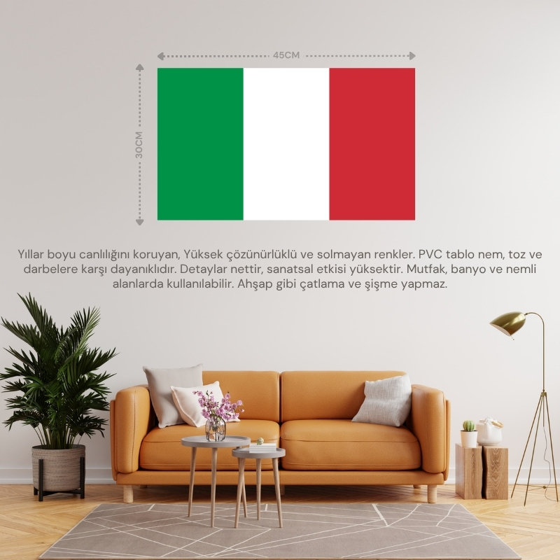 İTALYA ÜLKE BAYRAĞI 45x30CM DUVAR TABLOSU ÇERÇEVESİZ PVC TABLO İTALYA ÜLKE BAYRAĞI 45x30CM DUVAR TABLOSU ÇERÇEVESİZ PVC TABLO