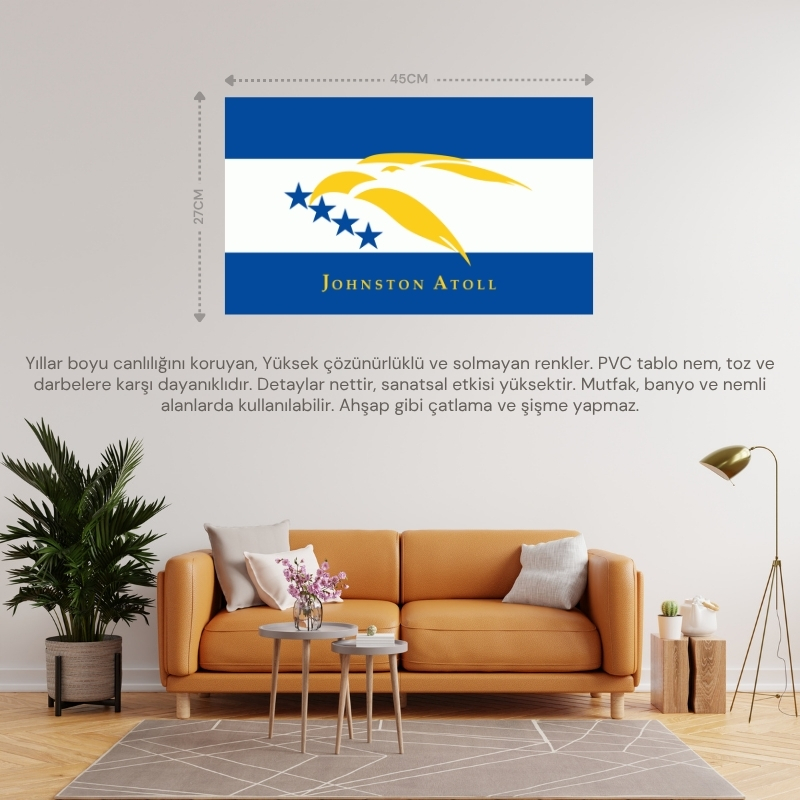 JOHNSTON ATOLL ÜLKE BAYRAĞI 45x27CM DUVAR TABLOSU ÇERÇEVESİZ PVC TABLO