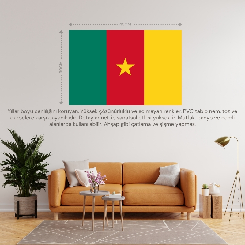 KAMERUN ÜLKE BAYRAĞI 45x30CM DUVAR TABLOSU ÇERÇEVESİZ PVC TABLO KAMERUN ÜLKE BAYRAĞI 45x30CM DUVAR TABLOSU ÇERÇEVESİZ PVC TABLO