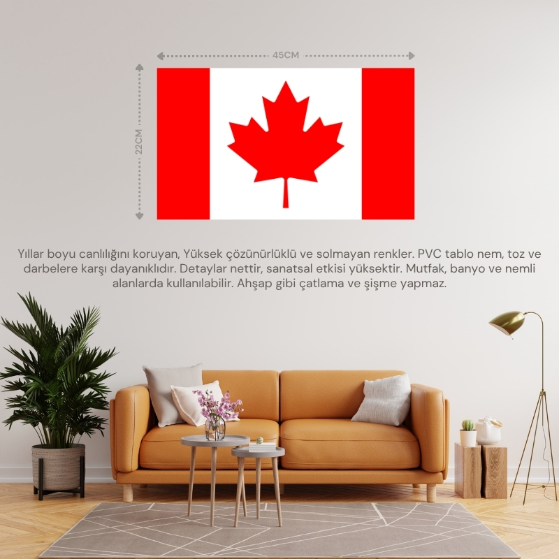 KANADA ÜLKE BAYRAĞI 45x22CM DUVAR TABLOSU ÇERÇEVESİZ PVC TABLO KANADA ÜLKE BAYRAĞI 45x22CM DUVAR TABLOSU ÇERÇEVESİZ PVC TABLO