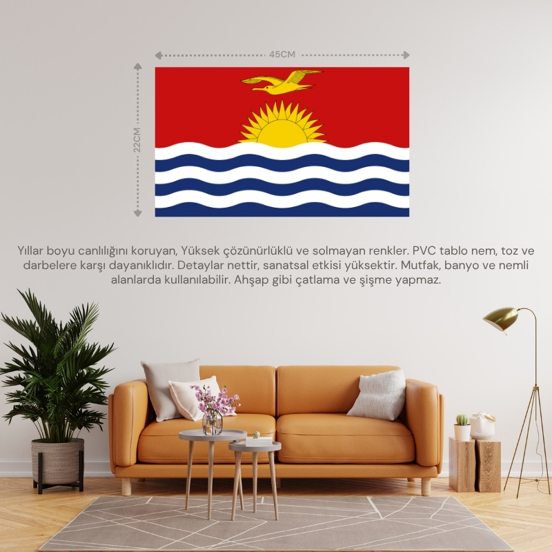 KİRİBATİ ÜLKE BAYRAĞI 45x22CM DUVAR TABLOSU ÇERÇEVESİZ PVC TABLO