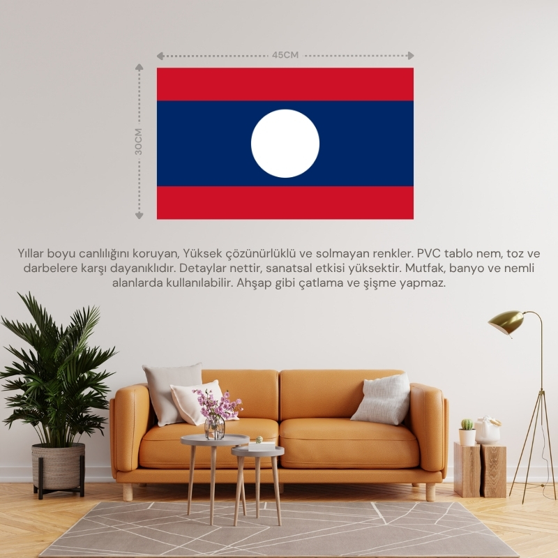 LAOS ÜLKE BAYRAĞI 45x30CM DUVAR TABLOSU ÇERÇEVESİZ PVC TABLO LAOS ÜLKE BAYRAĞI 45x30CM DUVAR TABLOSU ÇERÇEVESİZ PVC TABLO
