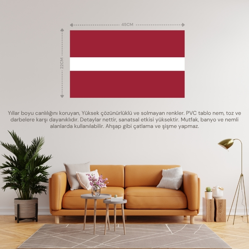 LETONYA ÜLKE BAYRAĞI 45x22CM DUVAR TABLOSU ÇERÇEVESİZ PVC TABLO LETONYA ÜLKE BAYRAĞI 45x22CM DUVAR TABLOSU ÇERÇEVESİZ PVC TABLO