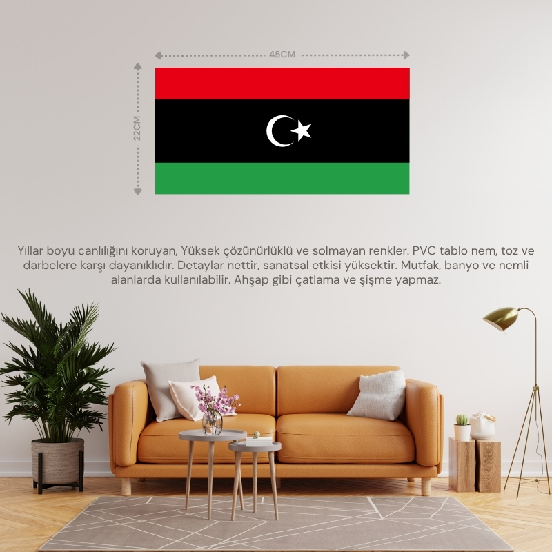 LİBYA ÜLKE BAYRAĞI 45x22CM DUVAR TABLOSU ÇERÇEVESİZ PVC TABLO LİBYA ÜLKE BAYRAĞI 45x22CM DUVAR TABLOSU ÇERÇEVESİZ PVC TABLO