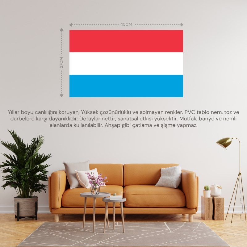 LÜKSEMBURG ÜLKE BAYRAĞI 45x27CM DUVAR TABLOSU ÇERÇEVESİZ PVC TABLO LÜKSEMBURG ÜLKE BAYRAĞI 45x27CM DUVAR TABLOSU ÇERÇEVESİZ PVC TABLO